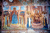 Novgorod - cattedrale della Vergine del Segno (Znamensky Sobor), (XVII sec.), dettaglio degli affreschi. 
